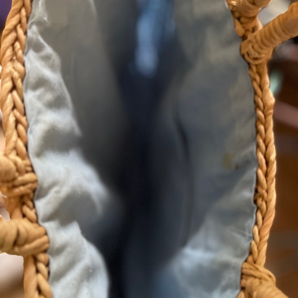 J. Crew Straw Tote Bag With Blue Lining - Picture 3 of 7